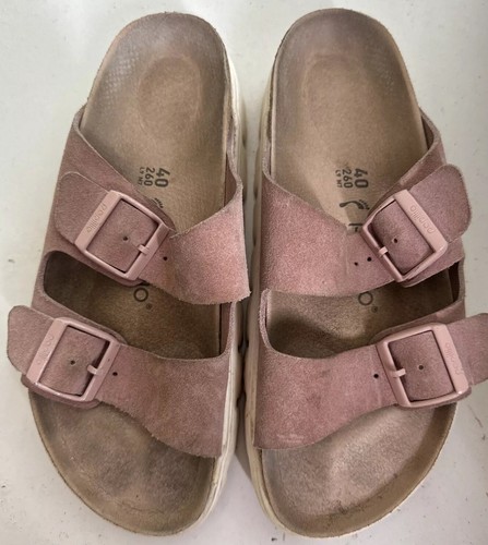 Papillio by BIRKENSTOCK Arizona Chunky Pink EU 40 US 9 Warm Sand Suede Platform - Picture 2 of 5