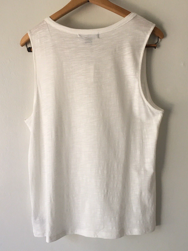 Sanctuary Evereve Keyhole Basic Tank Top T-Shirt White Sleeveless Solid LG - Picture 2 of 4
