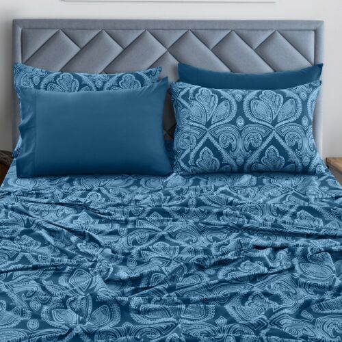 Set lenzuola 6 pezzi lusso microfibra ultra morbida tasca profonda set biancheria da letto - Foto 27 di 53