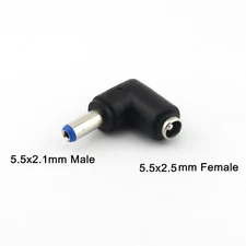 DC Power 5.5mm x 2.5mm Female To 5.5 x 2.1mm Male Right Angle Adapter Connector