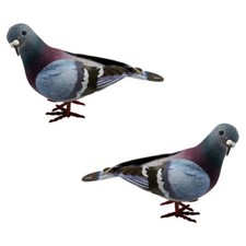 2 Pcs Realistic Pigeon Statue Garden Dove Figurine Fake Bird