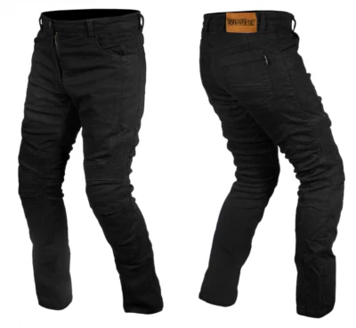 Jeans Moto Homme Noir En Kevlar Avec Protections Genoux Homologuées CE - Photo 1/4