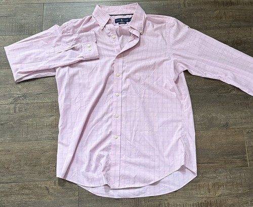 Polo Ralph Lauren Shirt Mens Medium Pink Check Performance Button Up