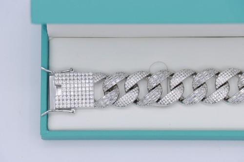Sterling Silver Moissanite Miami Iced Out Cuban Link Bracelet 8-1/4" Long - 第 9/19 張圖片