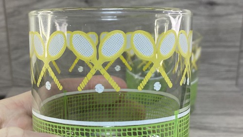 Vintage Libbey J. Scott Tennis Racket Lowball Whiskey Glasses HTF Barware 2pcs - Picture 9 of 17