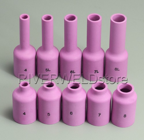 TIG Alumina Nozzle Ceramic Cup Extended Long 54N Kit Fit QQ300 WP 17 18 26 10pcs - Picture 3 of 4