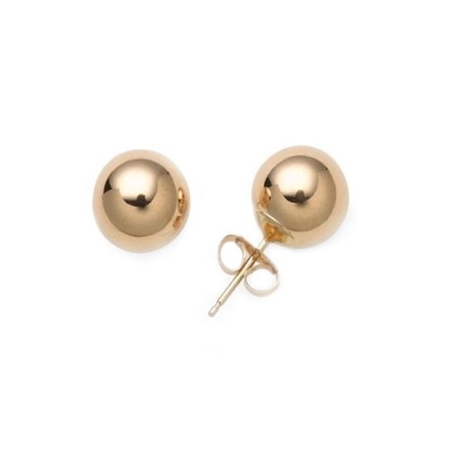 Authentic 14kt Solid Yellow Gold Stud Earrings Polished Ball Bead Studs 14k 14kt - Picture 4 of 11