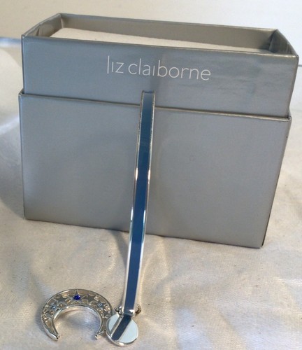 Liz Claiborne Blue Bangle With Moon And Blue Gemstone In Each Tiny Star NWOT - Picture 5 of 10