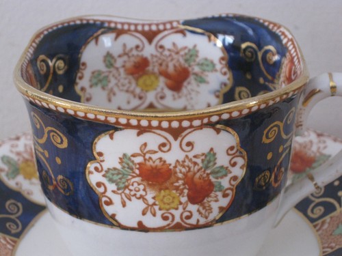 Vintage Wood & Sons Napoli Handpainted Deep Blue Teacup & Saucer Set - Picture 5 of 10