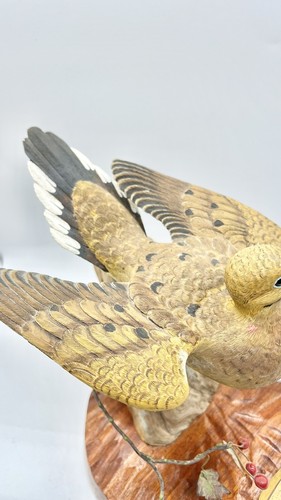 1998 Mourning Dove Bird On Branch Wood Carving By Ernst READ - Picture 6 of 20