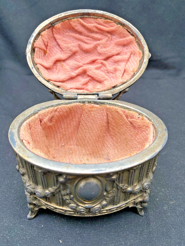 BEAUTIFUL VINTAGE PEWTER LIDDED & LEGGED JEWELRY BOX, ART DECO DESIGN, c1940 - Picture 7 of 9