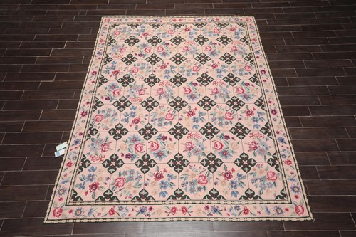 7'7" x 9'9" Hand Woven French Aubusson Needlepoint Area Rug Traditional - Picture 2 of 8