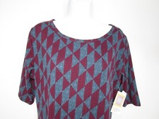 Lularoe Julia Dress Women's New Size XL Blue/Red Geometric Sheath Pullover