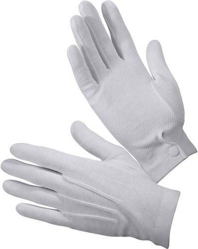 White Dress Parade Gloves with Gripper Dots Military Cotton Uniform March Gloves - Picture 1 of 2