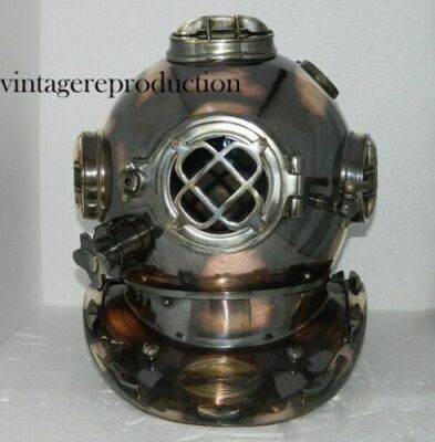 US Navy Diving 18'' Brown Scurf Deep Sea Marine Antique Divers Helmet
