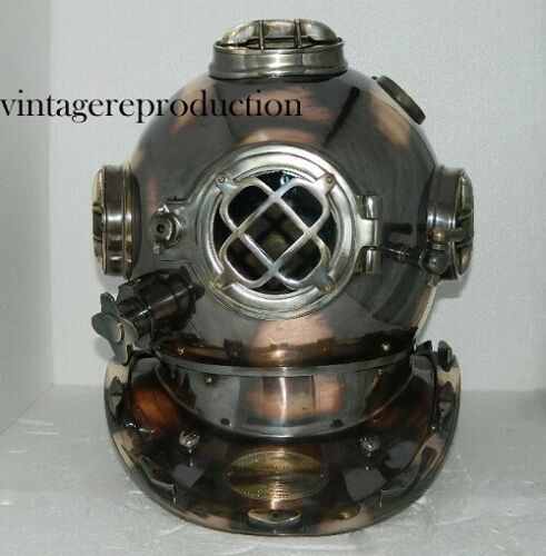 US Navy Buceo 18" Marrón Scuf Deep Sea Marine Antiguo Buzos Casco