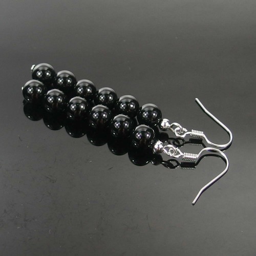 Wholesale Fashion Natural Gemstone 925 Silver Dangle Earrings 6mm Beads Fringe - Picture 35 of 64