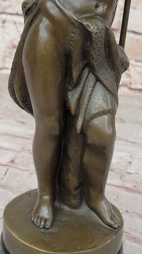 Firmado Portador Niño Desnudo Escultura de Bronce Estatua Art Deco Base Mármol Figura Arte - Imagen 7 de 10