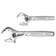 WORKPRO Adjustable Wrench Set 2PCS 6" 10" Wide Jaw Wrench Metric & SAE Scale NEW