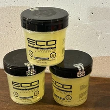 Lot of 3 Eco Styler Black Castor & Flaxseed Oil Styling Hair Gel 16 fl oz x 3