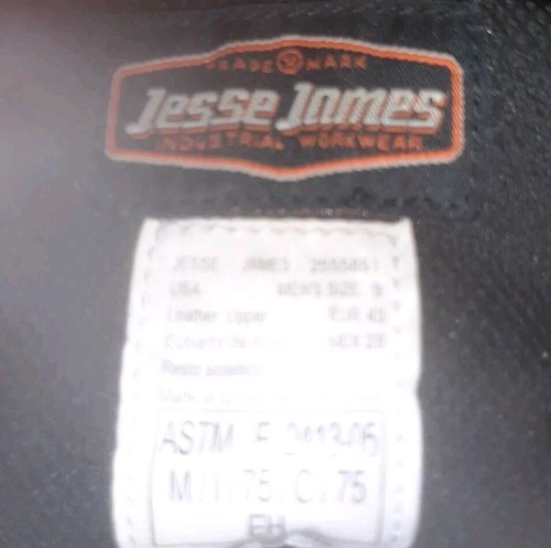 Jesse James Industrial Workwear Stiefel Leder Herren Größe 9 Stahlkappe Mokassinnaht  - Bild 6 von 6