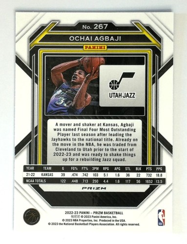 2022-23 Panini Prizm Asia Cracked Ice #267 Ochai Agbaji Rookie Jazz - Imagen 2 de 3