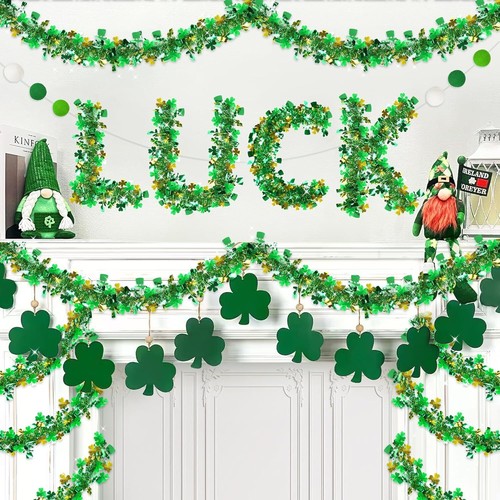 33 FT St Patricks Day Garland Decor Gold Green 1 Pack 33 FT,  - Picture 4 of 8