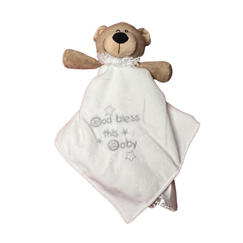 Baby Starters “God Bless This Baby” Teddy Bear Rattle Security Lovey Blanket - Picture 2 of 5