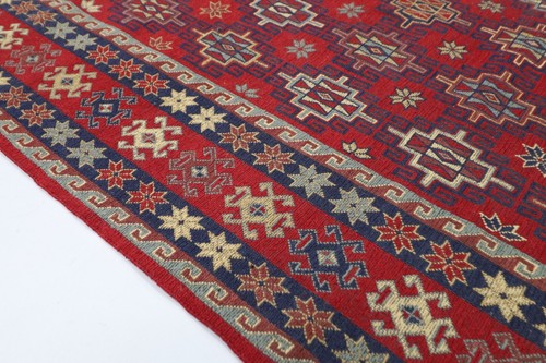 6x8 ft Tribal Red Sumak Kilim Area Rug Afghan Hand Knotted Kilim Kitchen kilim - Picture 7 of 9