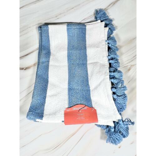 Opalhouse Cotton Table Runner And 4 Placemats Preppy Blue and White Striped - Picture 3 of 8