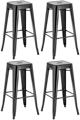 4er Set Barhocker Joshua aus Metall Barstühle Tresenhocker stapelbar Höhe 76 cm - Bild 1 von 10