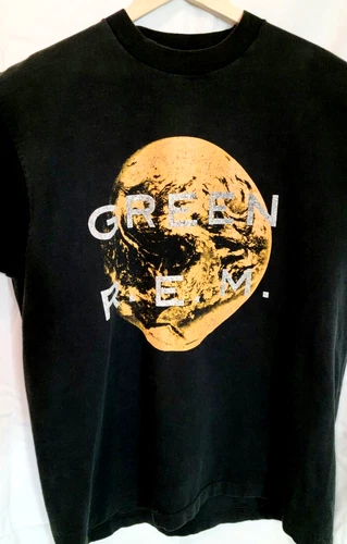 R.E.M. GREEN ALBUM 2 SIDED REM BLACK INDIE ROCK CONCERT 1980s vintage concert t-shirt, vintage, size XL, single stitch, B+ condition
