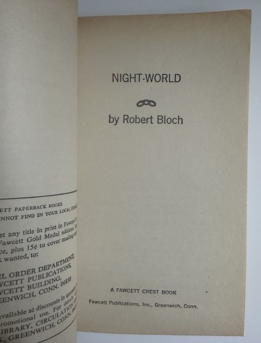 Night-World By Robert Bloch Vintage 1973 1st Print Horror Paperback - Imagen 7 de 8
