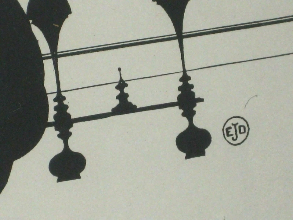 Wallace Nutting Silhouette Marco Negro Firmado Mujer Sentada en un Tocador Foto 3 de 4