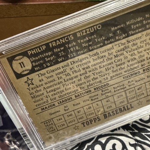 1952 Topps Phil Rizzuto #11 Black Back PSA 4 New York Yankees MVP HOF Scooter - Bild 24 von 24