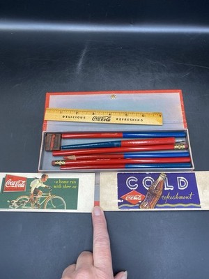 1937 Coca Cola Pencil Box Ruler Cardboard Advertisement 