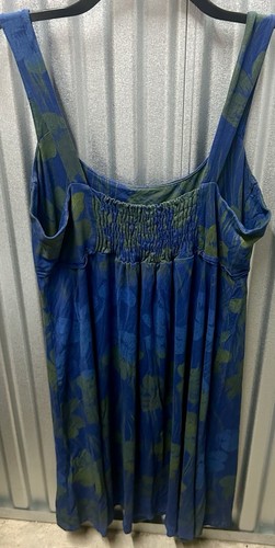 FRESH PRODUCE USA Dress Green Blue Sleeveless Sundress Stretch Floral Print Sz L - Picture 2 of 4