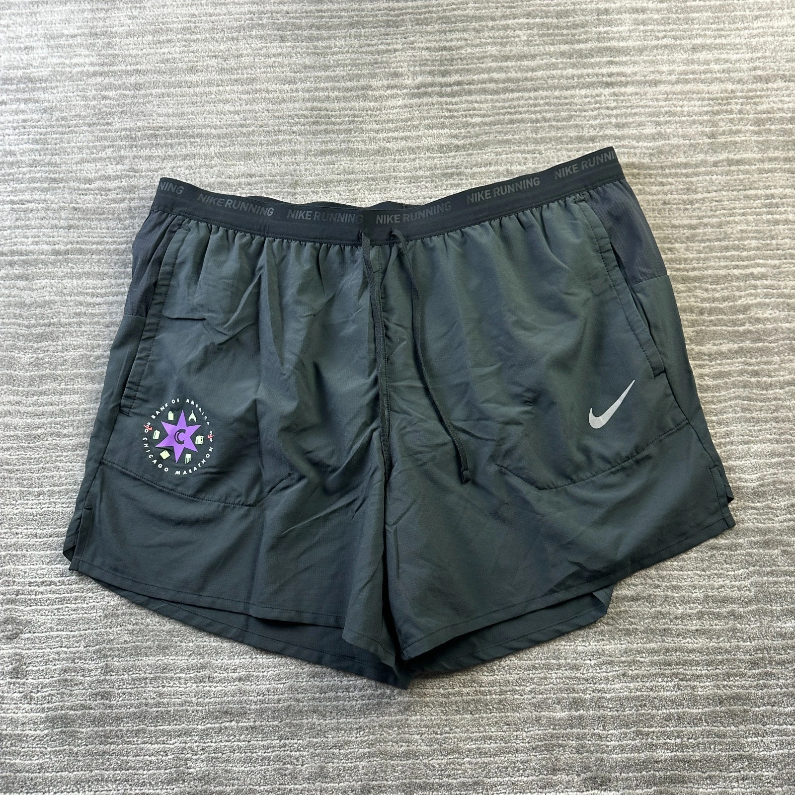 Nike Shorts Mens Extra Large Black Flex Stride 5" Running Lined Chicago Marathon