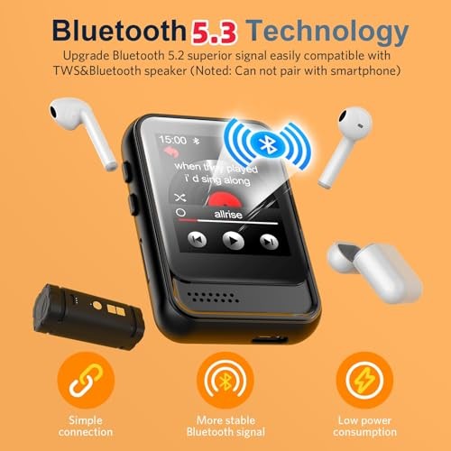 MP3 Player mit Bluetooth, tragbarer Musikplayer mit Lautsprecher und Micro SD 16GB - Bild 3 von 6