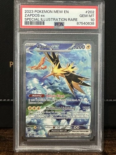 Pokemon TCG Zapdos ex 202/165 SV 151 Special Illustration Rare Holo PSA 10