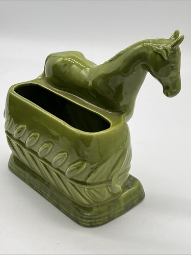 Magnifique jardinière céramique verte cheval Haeger 3529 vintage !! Domaine RARE - Photo 11 sur 15