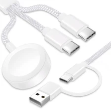 Upgraded 3 in 2 USB C Cable for Apple Watch Charger (4FT/1.2M) Travel USBC Multi