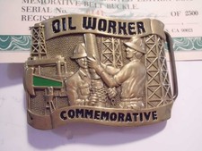 Belt Buckle "OIL WORKER" 1984 Commemorative Vintage Belt Buckle New Never used.