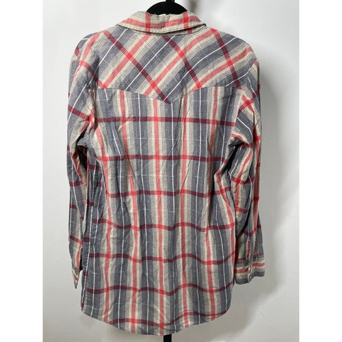 VTG OUTDOOR EXCHANGE 90s Flannel Snap Shirt Men's M Tall 15.5 Plaid Button Up - Picture 5 of 8