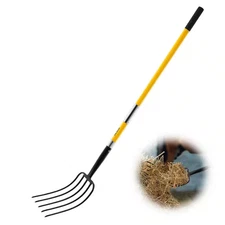 Handle Length 29.92 In. Garden Fork, 5-Tine Gardening Pitchfork, 57In. Heavy Dut