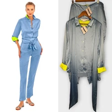 NWT 3piece Gretchen Scott Mix Master Solid Satin Periwinkle Blue Goddess XXL 16