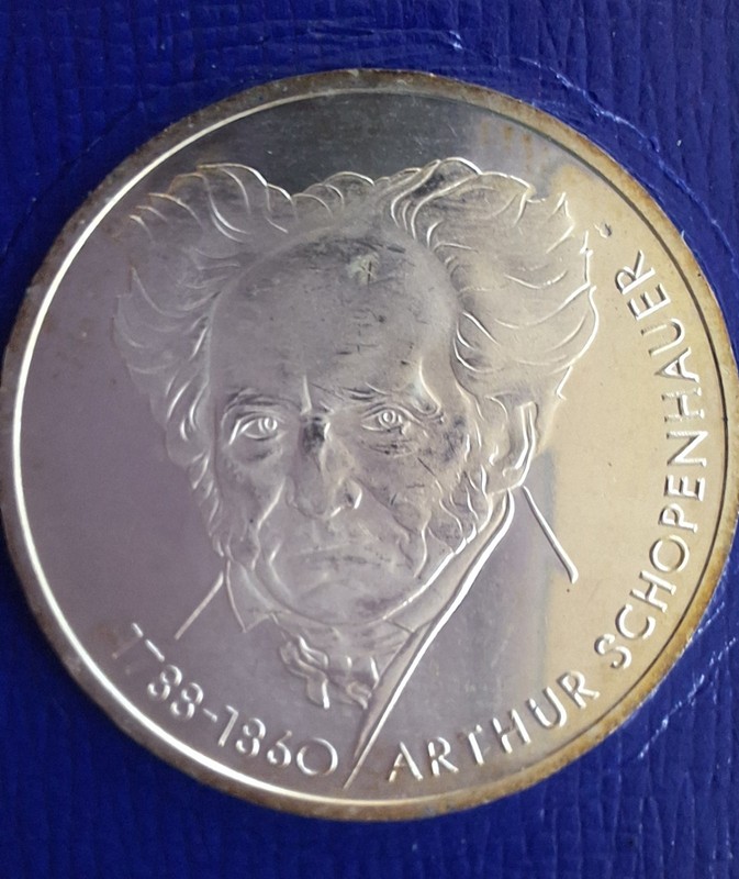 1988 D Germany 10 Deutsche Mark Arthur Schopenhauer's 200th Birthday KM# 168