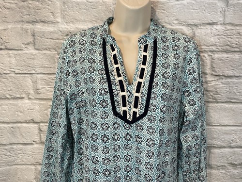 Túnica para mujer Saint Tropez West azul estampada de algodón talla S - Imagen 2 de 8