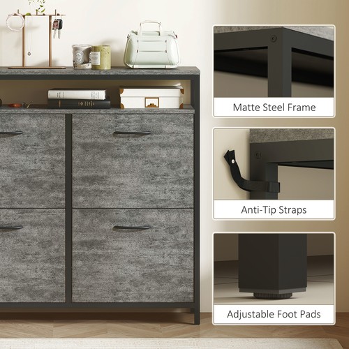 Shoe Cabinet Storage Flip Drawers Slim Cupboard Modern Hallway Organiser Grey - Picture 8 of 12