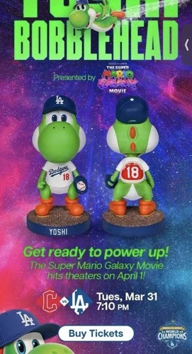 2026 YOSHI Bobblehead SUPER MARIO NINTENDO SGA  Dodgers SGA 3/31/26 NEW Preorder